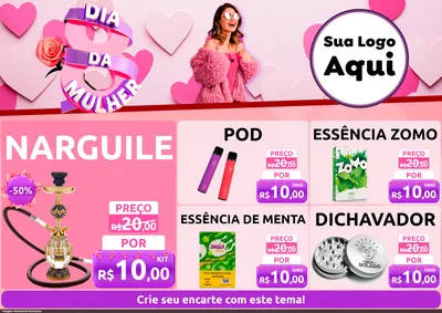 Modelo de Encarte para Encarte A4 Horizontal com o tema Dia da Mulher para Tabacaria
