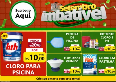 Modelo de Encarte para Encarte A4 Horizontal com o tema Setembro Imbatível para Produtos para Piscina
