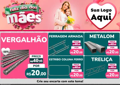 Modelo de Encarte para Encarte A4 Horizontal com o tema Feliz Dia das Mães para Ferragens