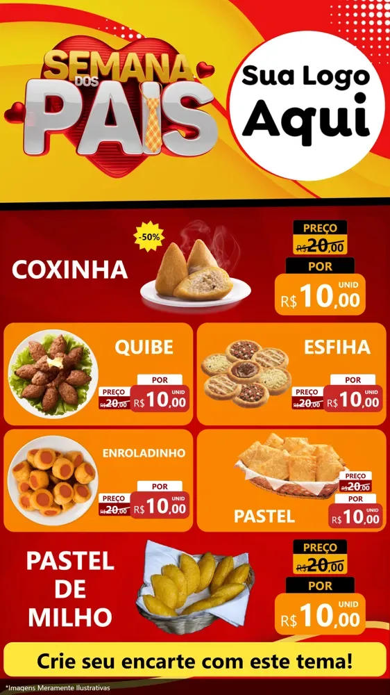 Modelo de TV para TV Vertical com o tema Semana Dos Pais para Salgadaria