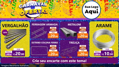 Modelo de TV para TV Horizontal com o tema Carnaval de Ofertas para Ferragens