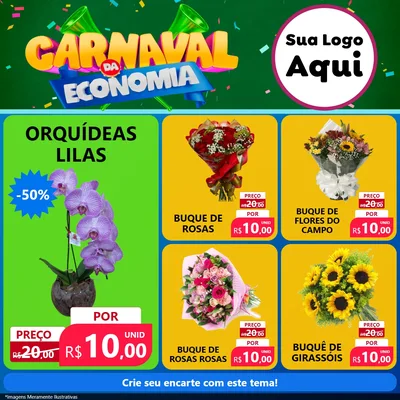 Modelo de Rede Social para Feed Facebook com o tema Carnaval da Economia para Floricultura e jardim