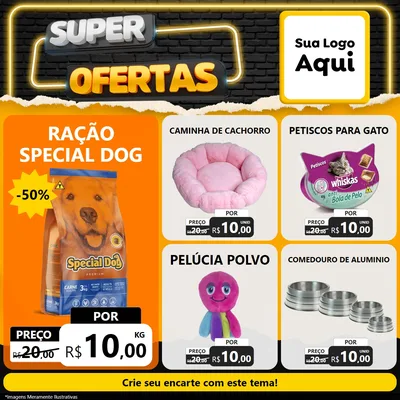 Modelo de Rede Social para Feed Facebook com o tema Super Ofertas para Pet Shop