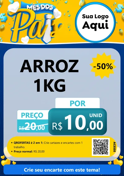 Modelo de Cartaz para Cartaz A4 Vertical com o tema Mês dos Pais para Supermercado
