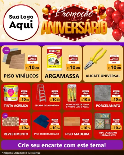 Modelo de Rede Social para Feed Instagram com o tema Promoção de Aniversário para Material para Construção