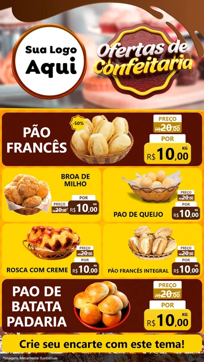 Modelo de TV para TV Vertical com o tema Ofertas de Confeitaria para Padaria