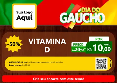 Modelo de Cartaz para Cartaz A4 Horizontal com o tema Dia do Gaúcho para Farmácia