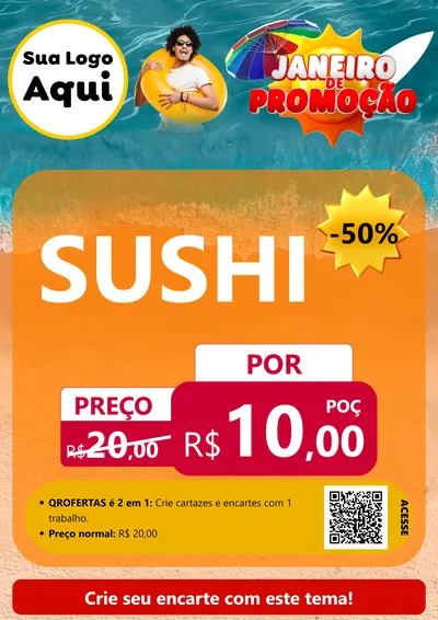 Modelo de Cartaz para Cartaz A4 Vertical com o tema Janeiro de Promoção para Comida japonesa