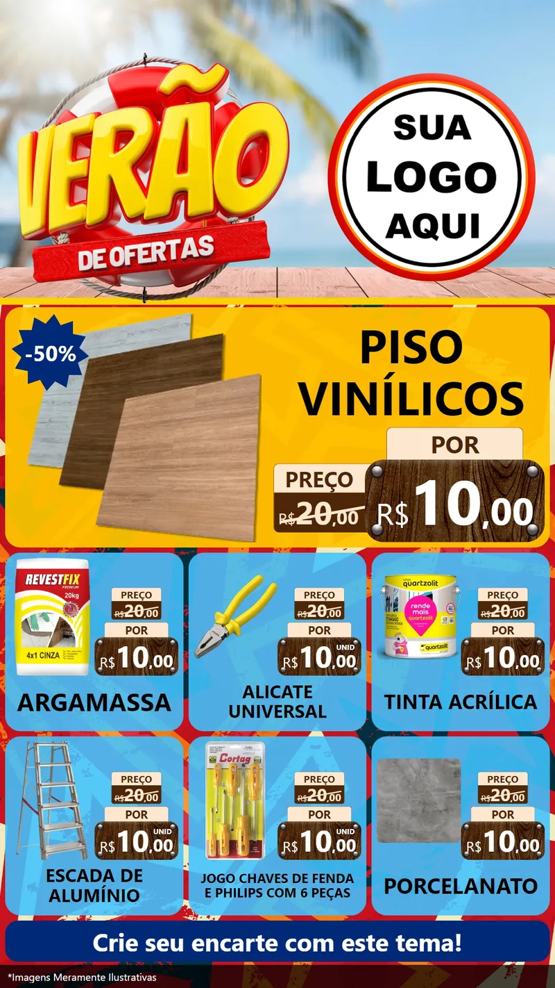 Modelo de Rede Social para Stories com o tema Verão de Ofertas para Material para Construção