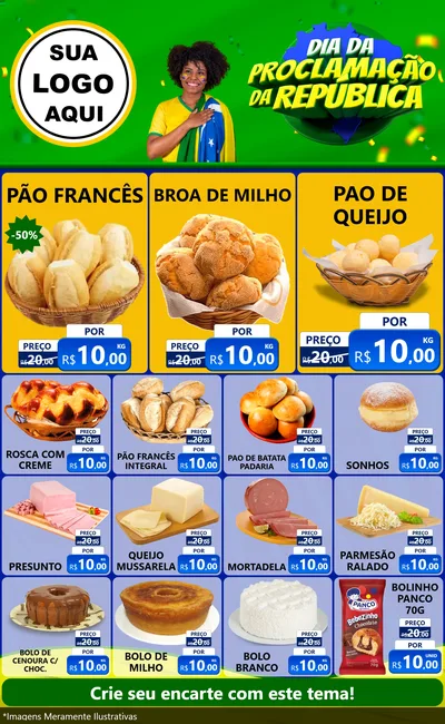 Modelo de Encarte para Encarte Grande com o tema Dia Da Proclamação Da República para Padaria