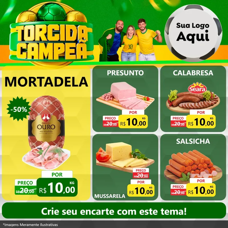 Modelo de Rede Social para Feed Facebook com o tema Torcida Campeã - Copa para Frios e Laticínios