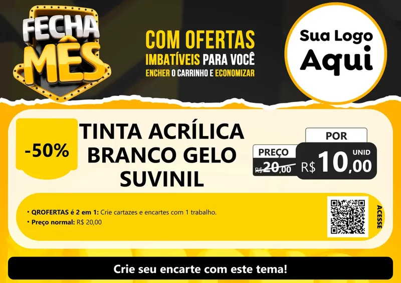 Modelo de Cartaz para Cartaz A4 Horizontal com o tema Fecha Mês para Tintas e Ferramentas