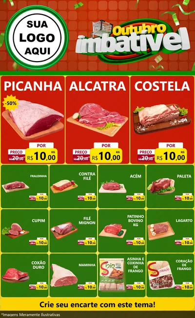 Modelo de Encarte para Encarte Grande com o tema Outubro Imbatível para Açougue