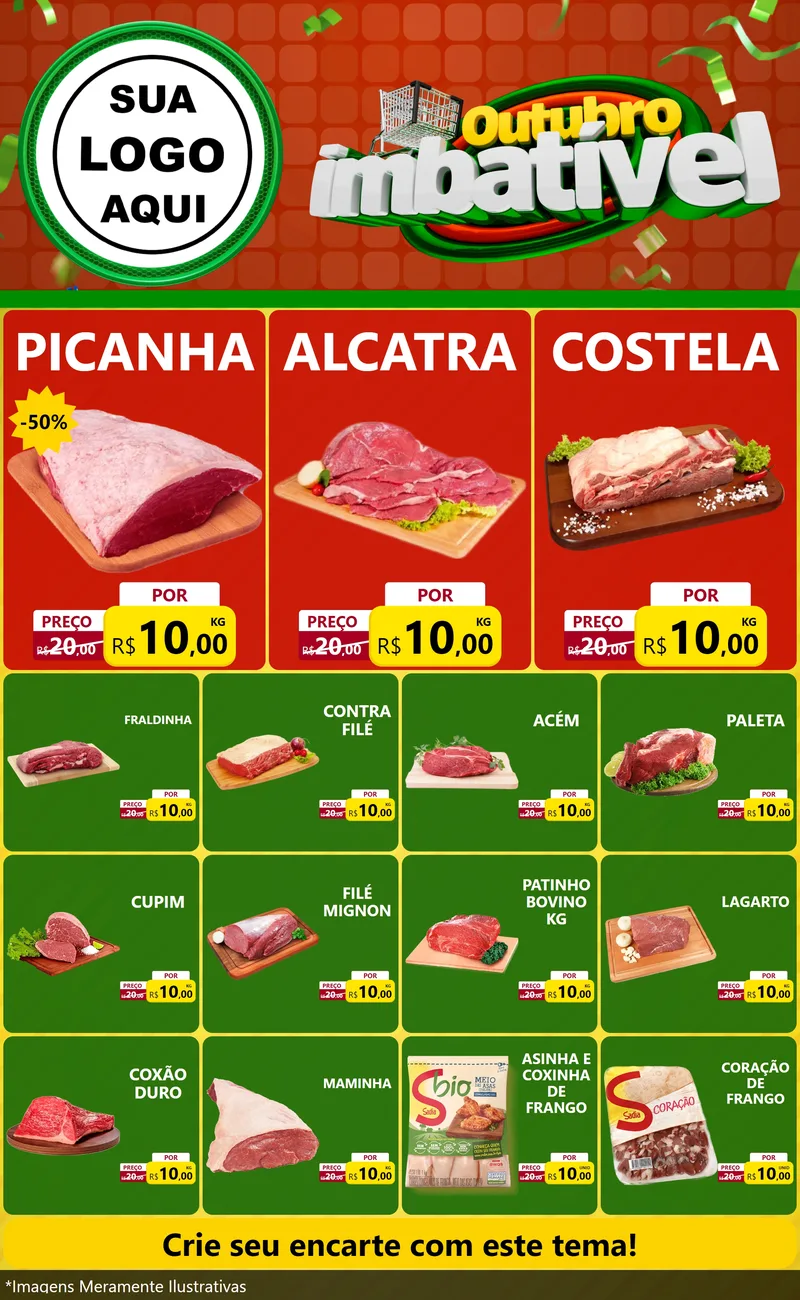 Modelo de Encarte para Encarte Grande com o tema Outubro Imbatível para Açougue