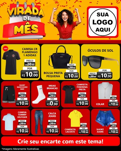 Modelo de Rede Social para Feed Instagram com o tema Virada de Mês para Roupas e acessórios