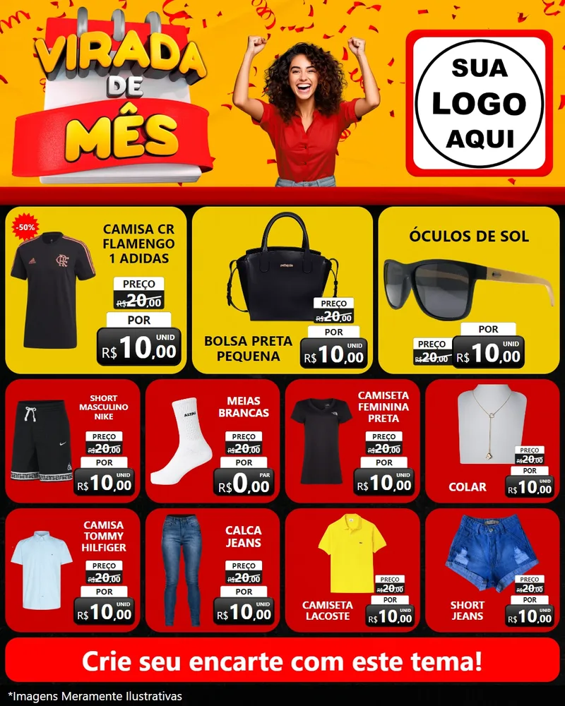 Modelo de Rede Social para Feed Instagram com o tema Virada de Mês para Roupas e acessórios