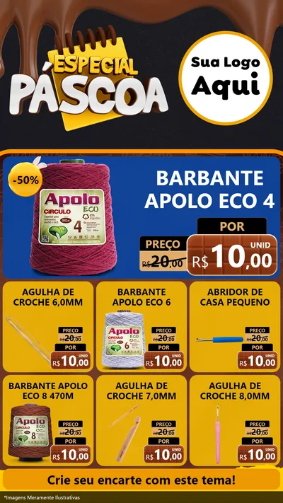 Modelo de Rede Social para Stories com o tema Especial Páscoa para Armarinho e Aviamentos