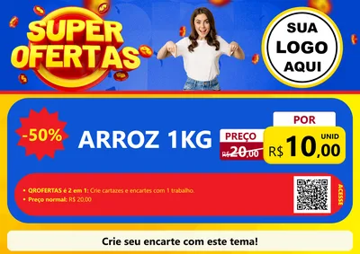 Modelo de Cartaz para Cartaz A4 Horizontal com o tema Super Ofertas para Supermercado
