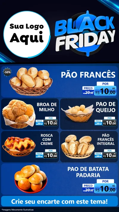 Modelo de TV para TV Vertical com o tema Black Friday para Padaria