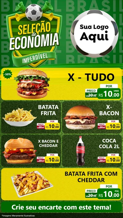 Modelo de TV para TV Vertical com o tema Seleção de Economia - Copa para Hamburgueria