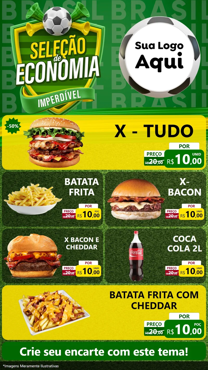 Modelo de TV para TV Vertical com o tema Seleção de Economia - Copa para Hamburgueria