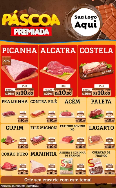 Modelo de Encarte para Encarte Grande com o tema Páscoa Premiada para Açougue
