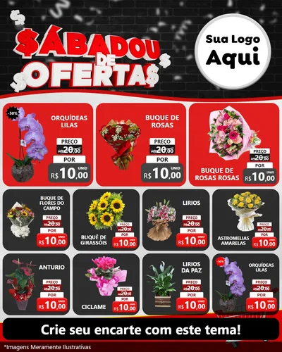 Modelo de Rede Social para Feed Instagram com o tema Sabadou de Ofertas para Floricultura e jardim