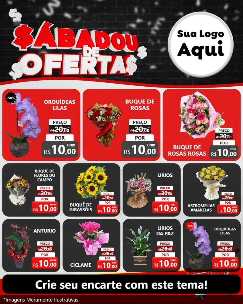 Modelo de Rede Social para Feed Instagram com o tema Sabadou de Ofertas para Floricultura e jardim
