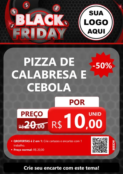 Modelo de Cartaz para Cartaz A4 Vertical com o tema Black Friday para Pizzaria