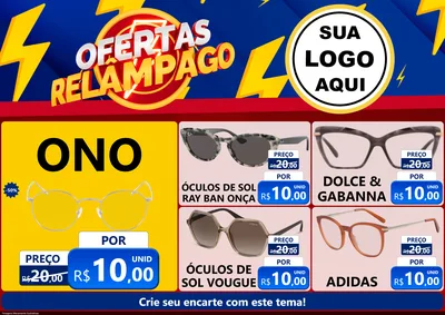 Modelo de Encarte para Encarte A4 Horizontal com o tema Ofertas Relâmpago para Óticas