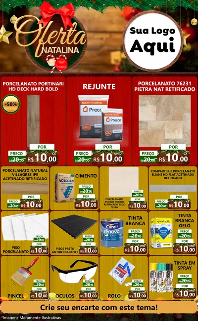 Modelo de Encarte para Encarte Grande com o tema Ofertas Natalina para Pisos e revestimentos