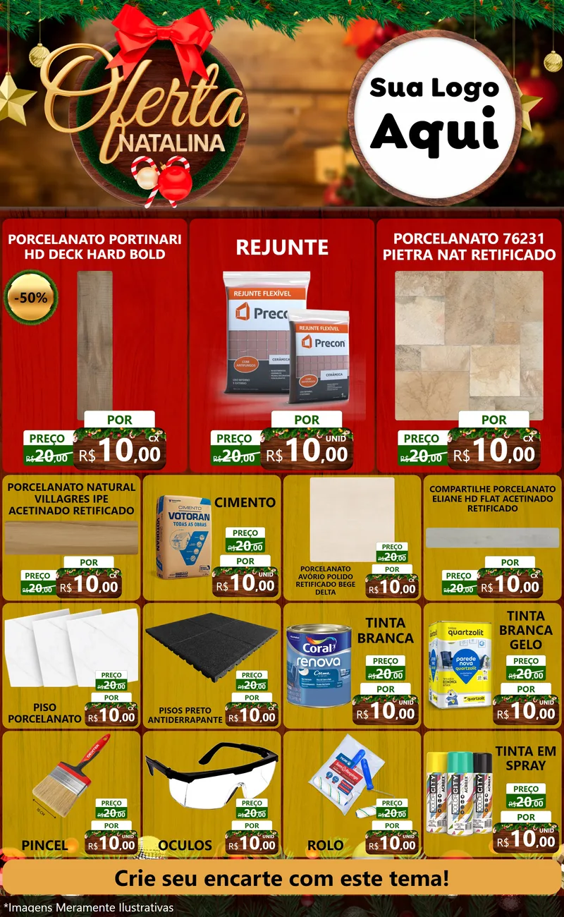 Modelo de Encarte para Encarte Grande com o tema Ofertas Natalina para Pisos e revestimentos