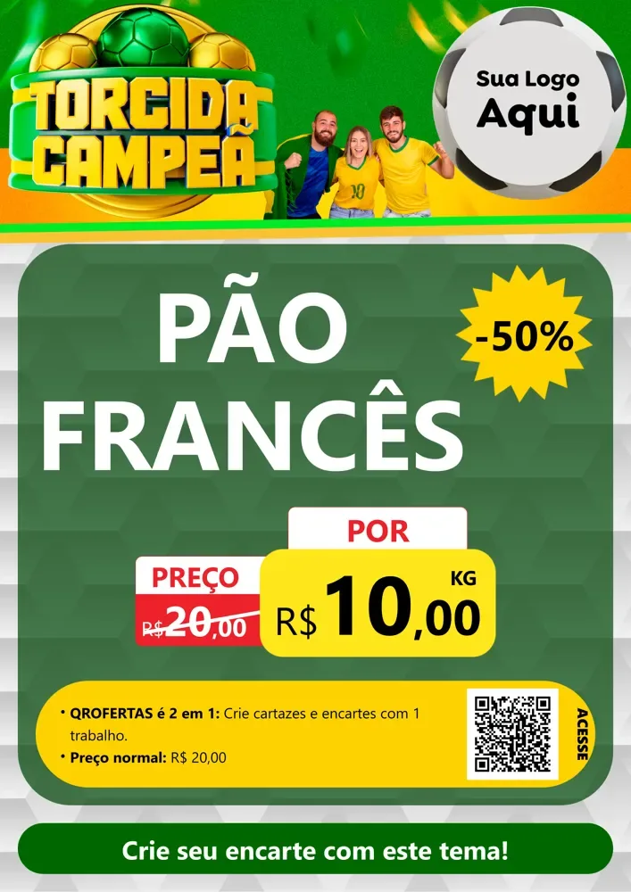 Modelo de Cartaz para Cartaz A4 Vertical com o tema Torcida Campeã - Copa para Padaria