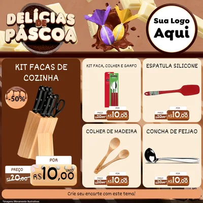 Modelo de Rede Social para Feed Facebook com o tema Delícias de Páscoa para Utilidades Domésticas