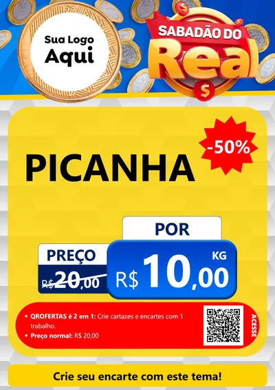 Modelo de Cartaz para Cartaz A4 Vertical com o tema Sabadão do Real para Açougue