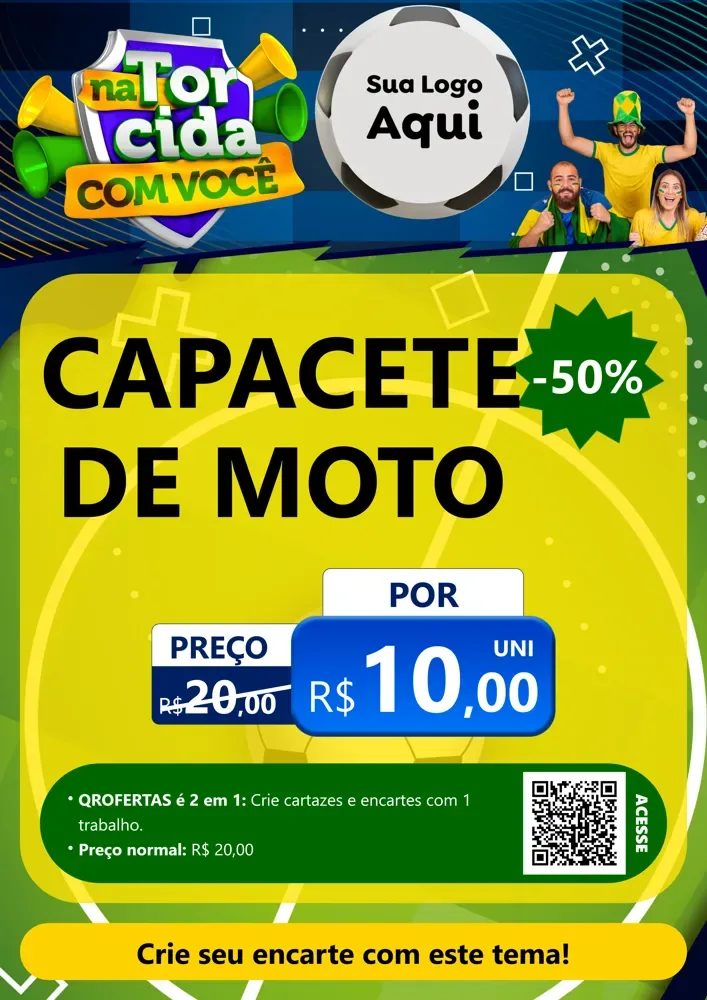Modelo de Cartaz para Cartaz A4 Vertical com o tema Na Torcida Com Você - Copa para Moto peças