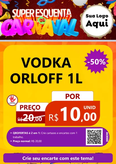 Modelo de Cartaz para Cartaz A4 Vertical com o tema Super Esquenta de Carnaval para Distribuidora de bebidas