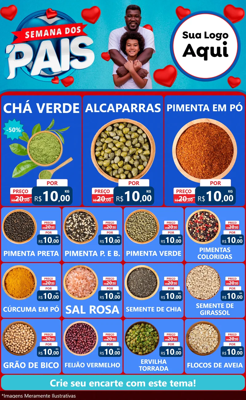 Modelo de Encarte para Encarte Grande com o tema Semana Dos Pais para Produtos Naturais
