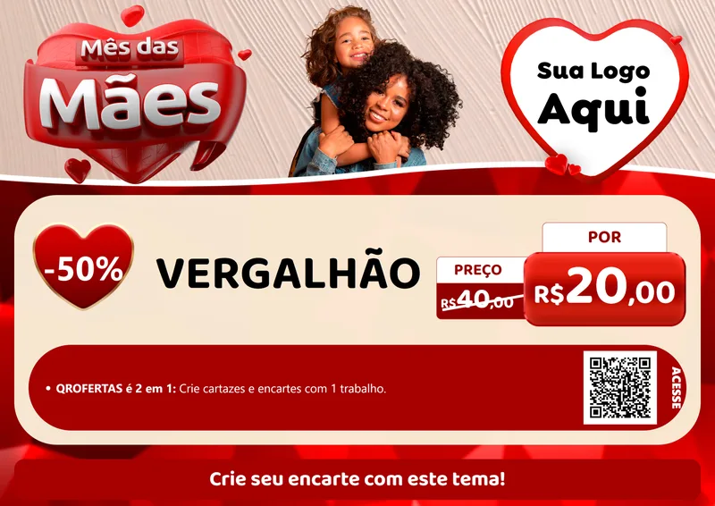 Modelo de Cartaz para Cartaz A4 Horizontal com o tema Mês das Mães para Ferragens