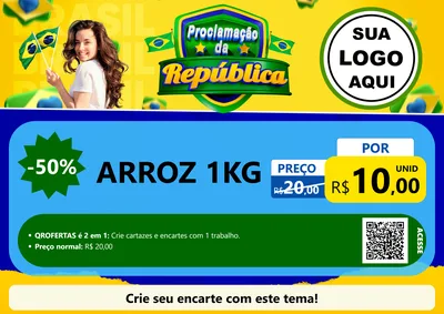 Modelo de Cartaz para Cartaz A4 Horizontal com o tema Proclamação da República para Supermercado