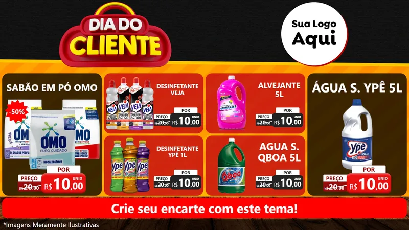 Modelo de TV para TV Horizontal com o tema Dia do Cliente para Produtos de Limpeza