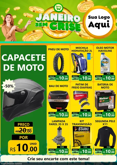 Modelo de Encarte para Encarte A4 Vertical com o tema Janeiro Sem Crise para Moto peças