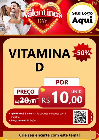 Modelo de Cartaz para Cartaz A4 Vertical com o tema Valentine's Day para Farmácia