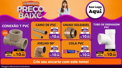 Modelo de TV para TV Horizontal com o tema Semana do Preço Baixo para Tubos e conexões