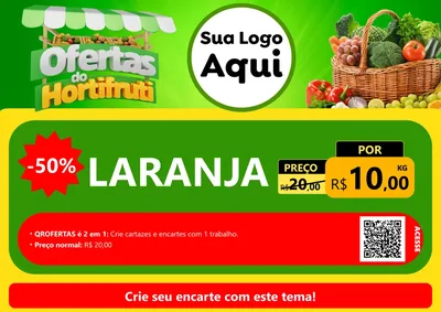 Modelo de Cartaz para Cartaz A4 Horizontal com o tema Ofertas do Hortifrúti para Hortifrúti