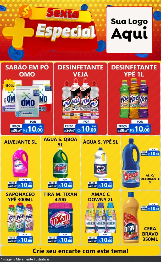 Modelo de Encarte para Encarte Grande com o tema Sexta Mais Especial para Produtos de Limpeza