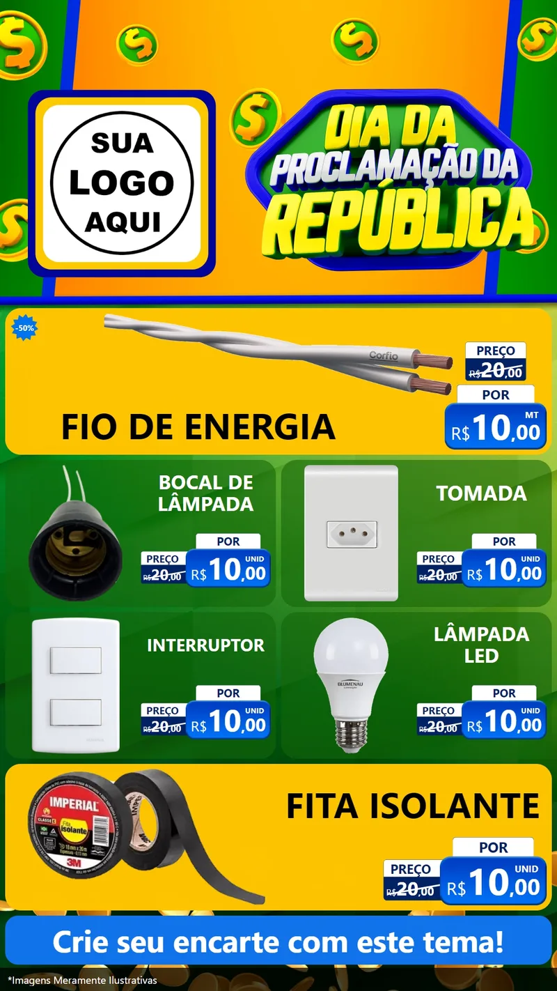 Modelo de TV para TV Vertical com o tema Dia Da Proclamação da República para Materiais Elétricos