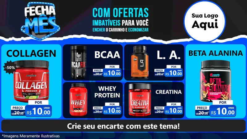 Modelo de TV para TV Horizontal com o tema Fecha Mês para Suplementos alimentares