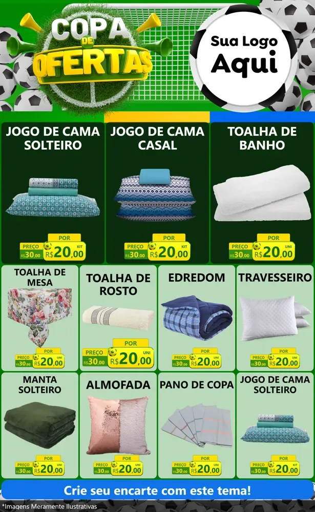 Modelo de Encarte para Encarte Grande com o tema Copa De Ofertas para Cama, Mesa e Banho