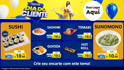 Modelo de TV para TV Horizontal com o tema Especial Dia do Cliente para Comida japonesa